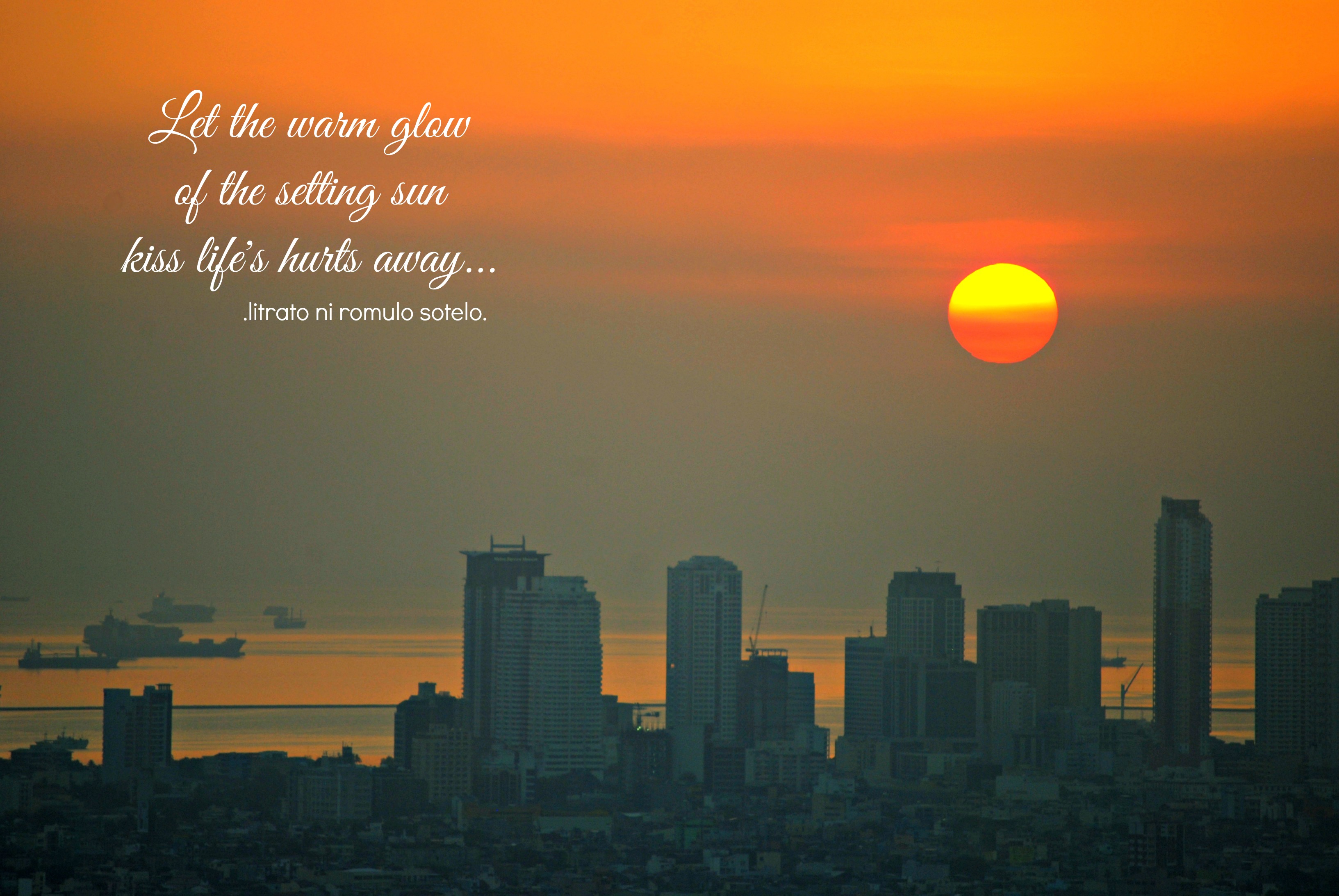 I am inspired by anything beautiful. Tonight's inspiration is drawn out from this spectacular sunset I have captured atop our building. It's yet another stunning Manila Bay sunset at this side of the world.